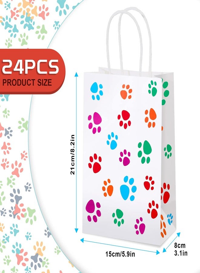 Clabby 24 Pcs Paper Gift Bags Dog Paw Gift Bags Paw Goodie Paper Bag with Handles Puppy Party Favors for Cat Pet Party Birthday Favors 5.9 x 3.1 x 8.3 Inch - Image 5